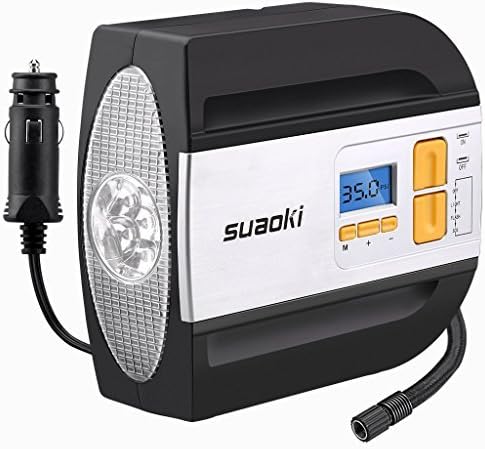 SUAOKI 12V DC Tire Inflator Electric Portable Auto Air Compressor Pump to 100PSI for Car,Truck, Bicycle, Basketball