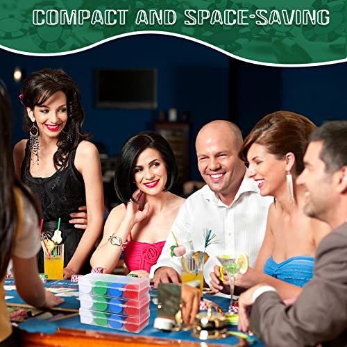 Lewtemi 300 Pcs Casino Poker Chips Set with Storage Box 1.45 Inch Plastic Blank Bingo Game Chips Learning Counters Disks for Adults Game Counting Play Learning Math(Blue, Red, Green, White) - Thumbnail 2