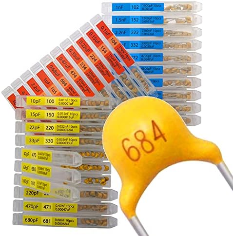 EEEEE 30 Value 300 pcs Multilayer Monolithic Ceramic Capacitor Assortment kit 10pf-10uF Individual Box Lid pf nf uf (300 pcs)