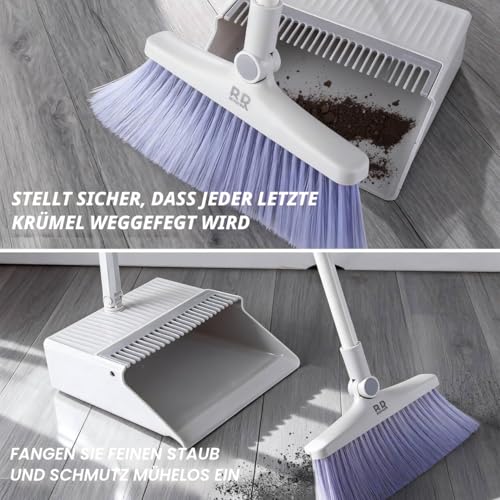 BUUROOHM Besen- und Kehrschaufel-Set für Zuhause, mit langem Griff, 104 cm/127 cm, Kehrschaufel, Kombi-Set für Zuhause, Küche, Zimmer, Büro, Lobby, Boden, Innen- und Außenbereich, aufrechter