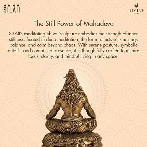 Image of SILAII Lord Shiva Meditation Statue - 12 Inch Mahadev Murti | Spiritual Home Decor Showpiece | Ideal for Meditation, Yoga & Prayer Room