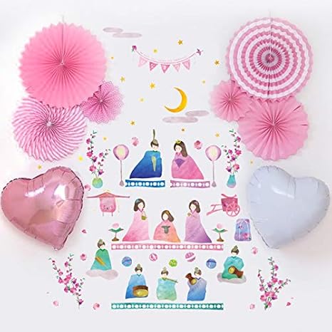 Amazon ウォールステッカー 春色 おひなさま 飾り かわいい おしゃれ 装飾 雛人形 ひなまつり ひな祭り ペーパーファン バルーン 風船 雛祭り ひな人形 おひな様 お雛様 桃の節句 女の子 初節句年中行事 コンパクト タ ペストリー パーティー ウォールステッカー