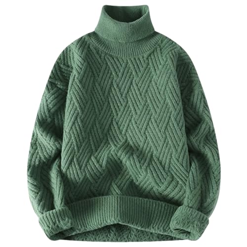 Men High Neck Sweater Loose Long Sleeves Casual Pullove Winter Thick Warm Jumper Tops