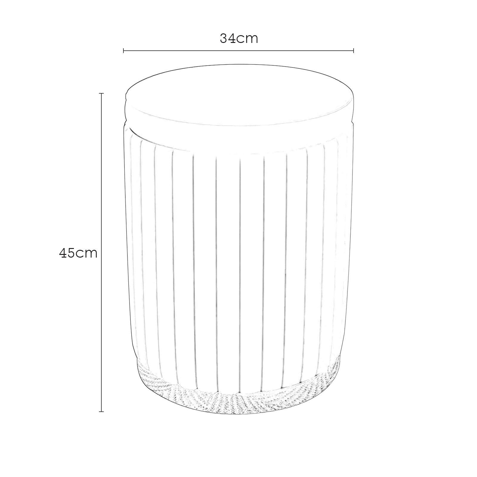Pouf Contenitore Rotondo con Seduta Imbottita e Coperchio, Sgabello Morbido in Lino Verde per Camera da Letto e Soggiorno, 34x45 cm