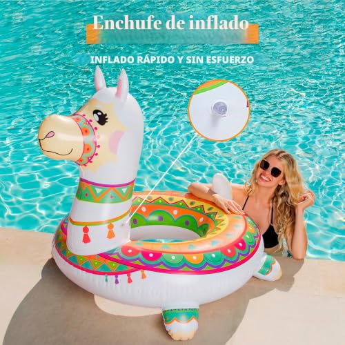 Miniatura 4 de Joyin Flotador Inflable De Llama De 110cm Para Piscina, Flotador Divertido Para La Playa, Juguete Para Nadar Para Niños Y Adultos