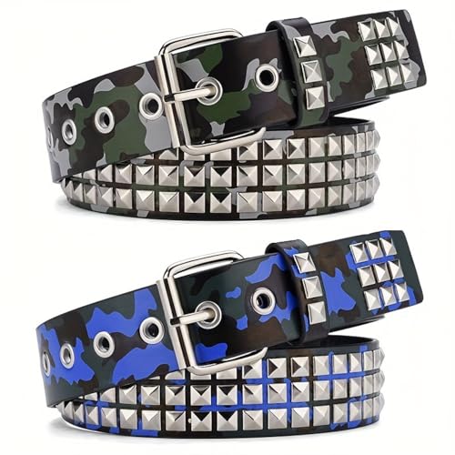 Square bead studded belts for men and women, punk rock jeans belts.3