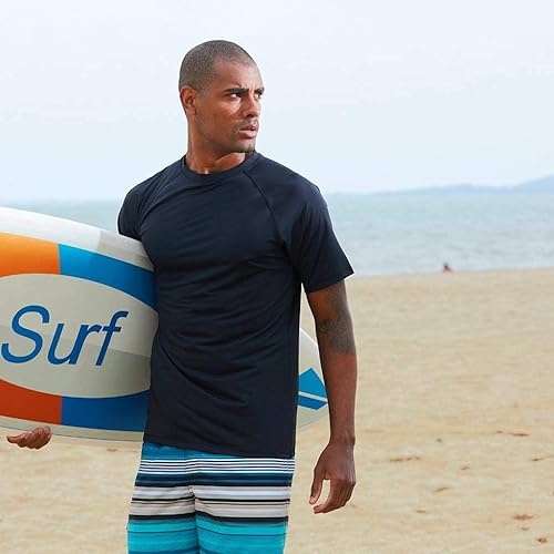 Miniatura 6 de Arcweg Rashguard Men Swim Short Sleeves Diving UV Protection UPF 50+ Elastic Rash Vest Loose Fit Top Swimming Quick Drying