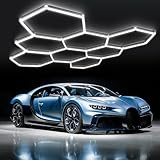 8-Hex Lámpara de techo LED hexagonal para garaje-35pcs luces de tubo, 280W 6500K luces LED de techo conectables para taller, garaje, almacén, gimnasio,sala de lavado para el cuidado del automóvil