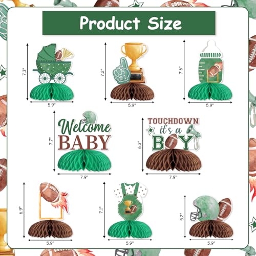 Decoración para baby shower de fútbol y rugby: adornos de mesa para fiesta revelación de género 6