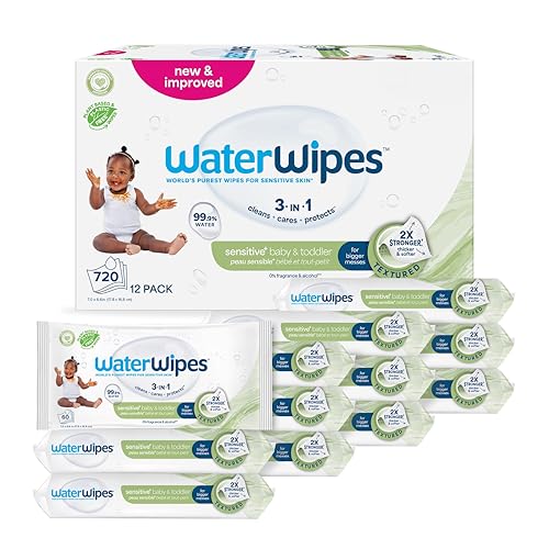 waterwipes sensitive baby amp toddler wipes 3-in-1 cleans cares protects 999 water textured clean unscented amp hypoallergenic 720 count 12 packs