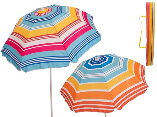 Teorema Parasol de plage en polyester, inclinable, diamètre 180 cm, tube 28/32 mm, hauteur 195 cm, avec sac de...