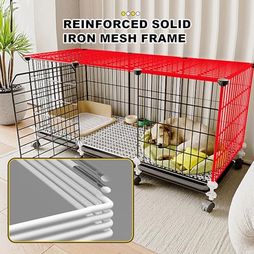 Hundekäfig für kleine und mittelgroße Hunde, Hundehütte mit integrierter Toilette, Universalrädern und Fußpolstern-5
