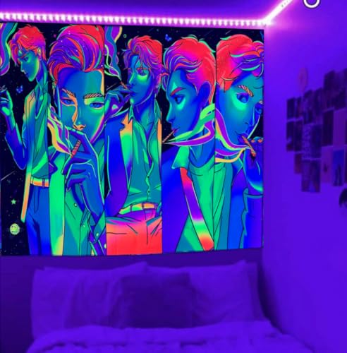 Hippie Hippy Wall Tapestry Trippy Smoking Tapestry Blacklight Tapestries for Stoner Bedroom Room Decor Weed Accessories Smoke Tapestrys Marijuana Cannabis High ST Poster Trippy Room Decor 29” x 37”