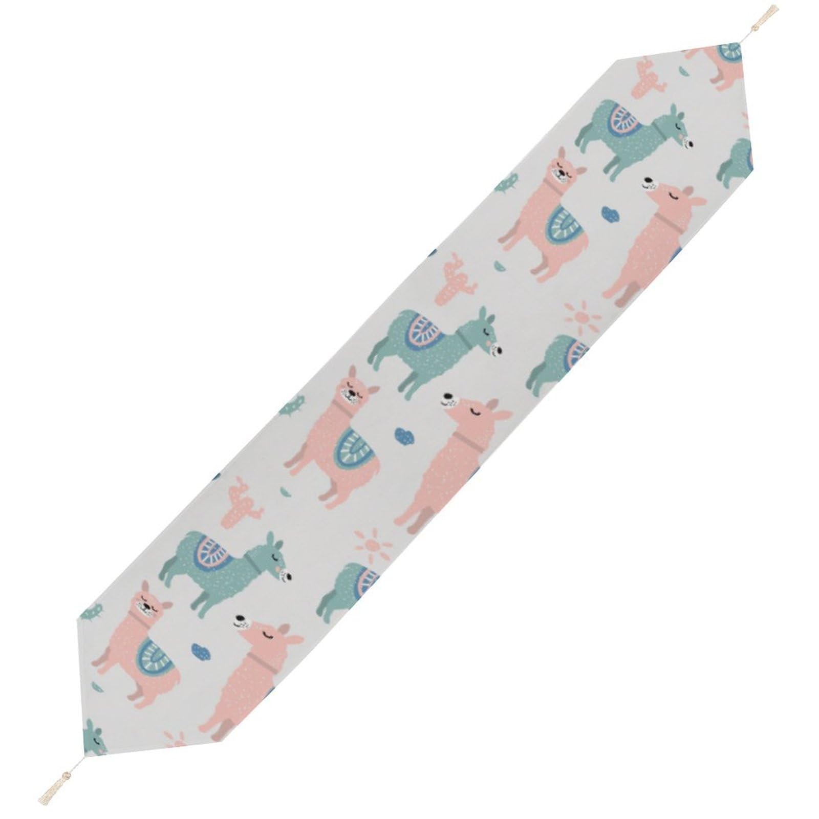 JZemdybill 229*33cm Table Runner with Tassel, Alpaca Cactus Table Runner, Table Decoration for Kitchen, Party, Restaurant