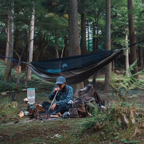 Onewind 12Ft Camping Hammock with Mosquito Net and Structure Ridgeline, Lightweight Portable Double Hammock with 12ft Tree Straps and Bugnet, Ideal for Wild Camping, Hiking, Backpacking, OD Green by onewind - Image 7