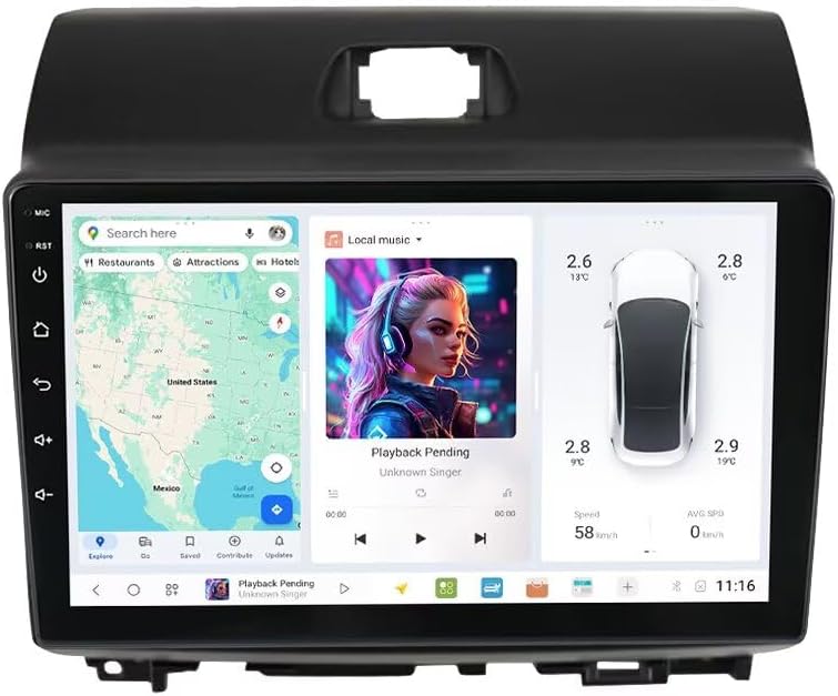 MekedeTech DUDUAUTO DUDU7 Dash Kit for KIA Ray 2011-2017,9.5 inch 2K Touch Screen Car Stereo 12G RAM 512G ROM