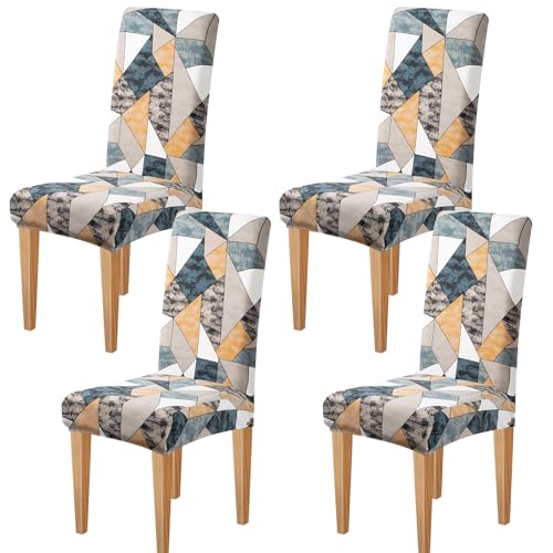 Dioxide Housse de Salle à Manger à Imprimé Tendance Housse de Chaise Extensible Amovible, Couverture de Chaise,Housse de Chaise Scandinave Lot de 4 pour...