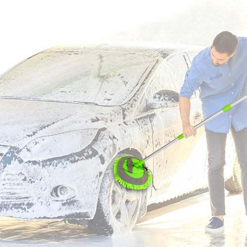 Image of GLUN Plastic Microfiber Car Mop with Extendable Handle 360 Rotating Brush for Wet & Dry Cleaning, Car Wash Duster Lightweight Microfiber Brush for Versatile Cleaning