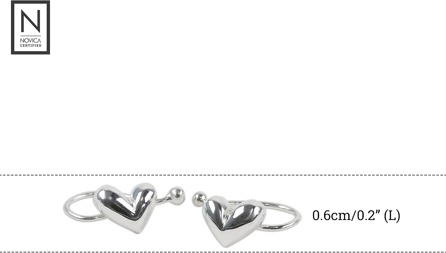 NOVICA Artisan Crafted Sterling Silver Ear Cuffs | Heart Motif | Thailand | 0.2 in L x 0.6 in W | 'Demure Hearts'
