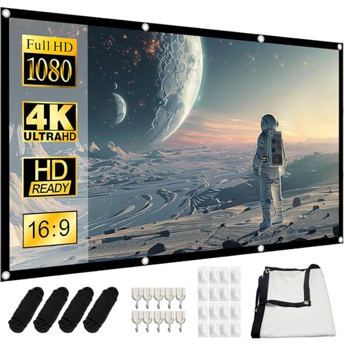 NCCHDZSW Leinwand Beamer 100 Zoll Dickerer Tragbar Projektion Leinwände 16: 9 HD 4K Projector Screen Tragbare Projektor Leinwand Geeignet für Zuhause Büro Schule und Outdoor