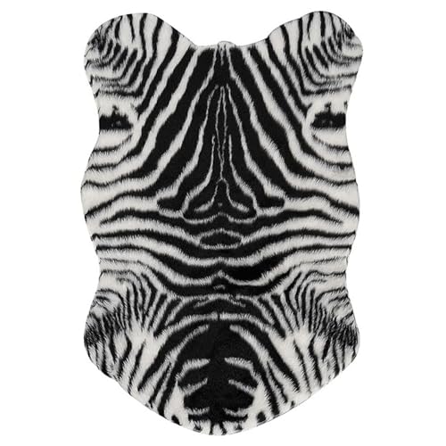 MOBUTOFU Zebra Muster Bodenkissen Teppich rutschfest Tiermotiv Fußmatte für Schlafzimmer und Eingangsbereich Weicher Fischform Läufer aus Feinem Material Pflegeleicht und Strapazierfähig