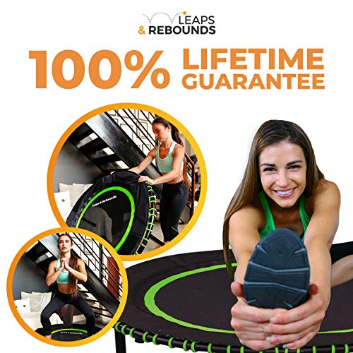LEAPS & REBOUNDS: Rebounder - Fitness Trampoline - Full-Size Protective Mat - Minimal Joint Impact - High-Calorie Burn - Improve Cardio, Balance, and Physical Strength