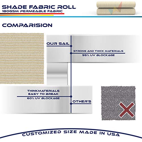 Windscreen4Less Beige Sunblock Shade Cloth,95% Uv Block Shade Fabric Roll 8Ft X 15Ft #TOP4