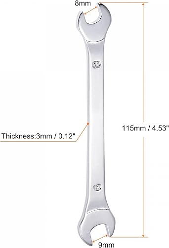 Vista 37 de uxcell Thin Open End Wrench, 12mm x 14mm Metric Mirror-Chrome Plated High Carbon Steel, for Household Maintenance and General Repairs, 2 Pcs