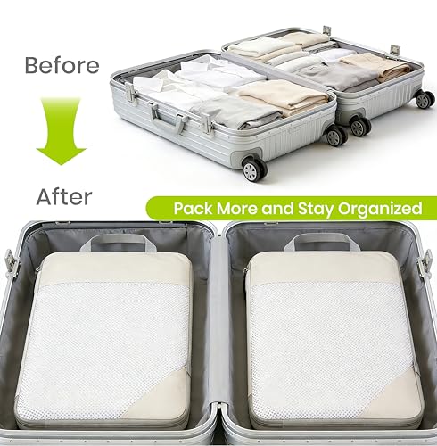 Sonnetto Compression Travel Packing Cubes with White Mesh, Green, 6Pcs — view 5