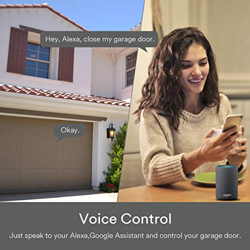Lumary Smart Garage Door Opener Compatible with Alexa and Google Assistant, Wi-Fi Control, Message Notification Modes, No Hub Required.