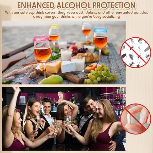Teenyyou 200 Pcs Small Disposable Drink Covers for Alcohol Protection Women Scrunchie Disposable Plastic Covers Drink Cup Shields for Women Adult Bar Club Banquet Beverage Party by Teenyyou - Image 4