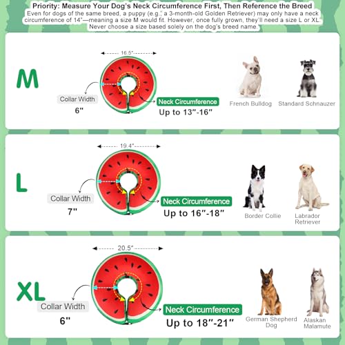 Image of BEAUTYZOO Inflatable Dog Cone Collar to Stop Licking for Large Medium Small Dogs,Soft Dog Cone Alternative After Surgery,Comfortable Pet Recovery Collar&Cone Elizabethan Dog Neck Donut,Watermelon XL