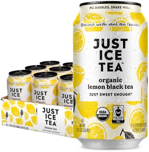 Just Ice Tea, Organic Lemon Black Iced Tea, 12-Pack (12oz Cans)