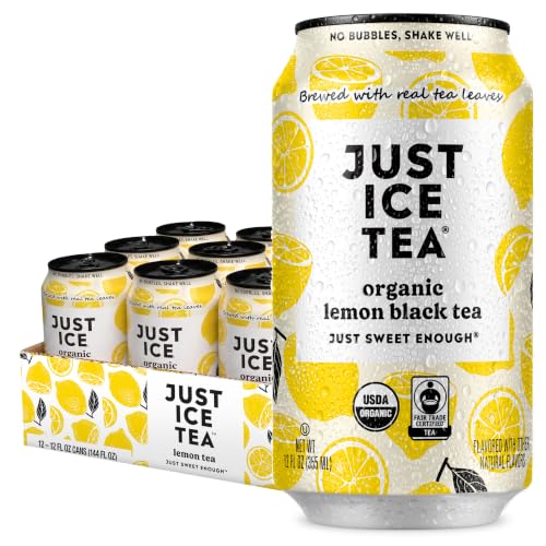 Just Ice Tea, Organic Lemon Black Iced Tea, 12-Pack (12oz Cans)