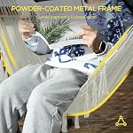 Outsunny Patio Hammock Chair with Stand, Outdoor Hammock Swing Hanging Lounge Chair with Side Pocket and Headrest, Cream