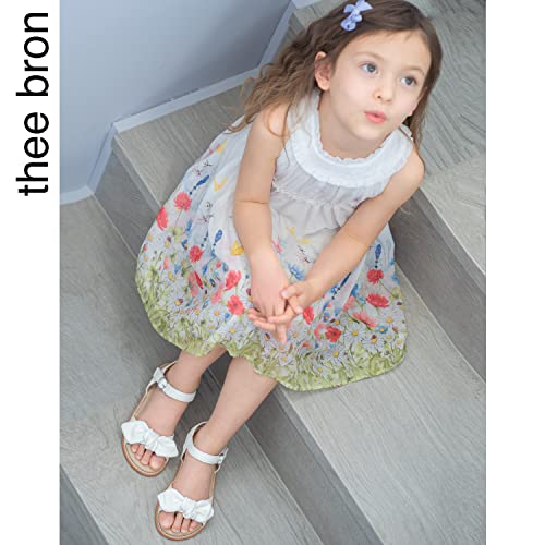 Thee Bron Toddler Girl White Flower Girl Wedding Dress Sandals Sandalias Para Nias(503 White/9M) #TOP2