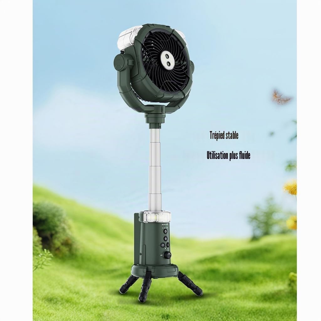 Ventilateur de sol portable à brume rechargeable à piles, hauteur réglable, oscillant, idéal pour le camping
