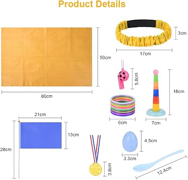 Flintronic 36/33/16/12PCS Sports Day Kit, Sack Racing Games, Outdoor Games, Egg and Spoon, Ring Toss Game, Medal and Whistles, Outdoor Sports for Kids