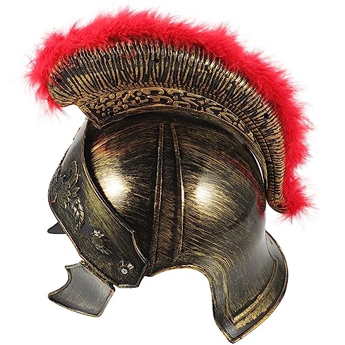 WRITWAA Roman Soldier Helmet: Medieval Cosplay Headgear, Adjustable Mask for Halloween, Theme Parties, and Costume Props, Gold Plastic