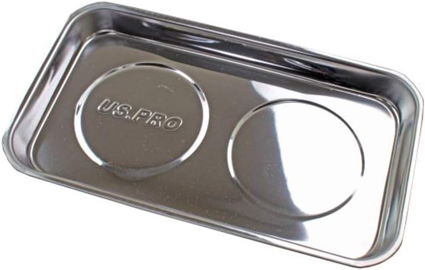 Double Magnetic Parts Tray 5.5 x 9.5'' Stainless Steel Dish Heavy Duty Us Pro