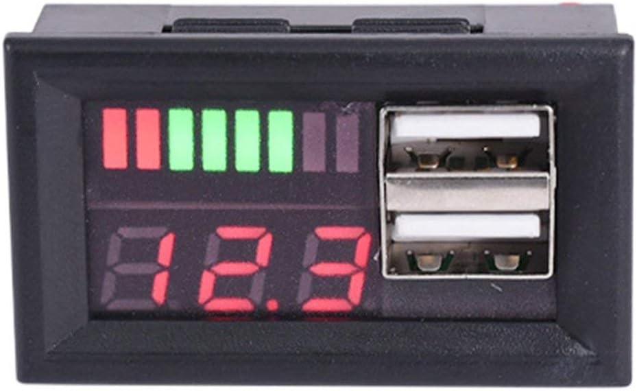 デジタル電圧計 Ledデジタルディスプレイ電圧計電圧計電圧テスターデュアルusb 5v 2a For Dc 12v車オートバイ車両バッテリー容量 赤