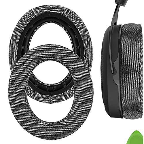 Geekria Comfort Linen Replacement Ear Pads for Corsair HS70 PRO, HS60 PRO, HS50 PRO Headphones Ear Cushions, Repair Parts (Grey)