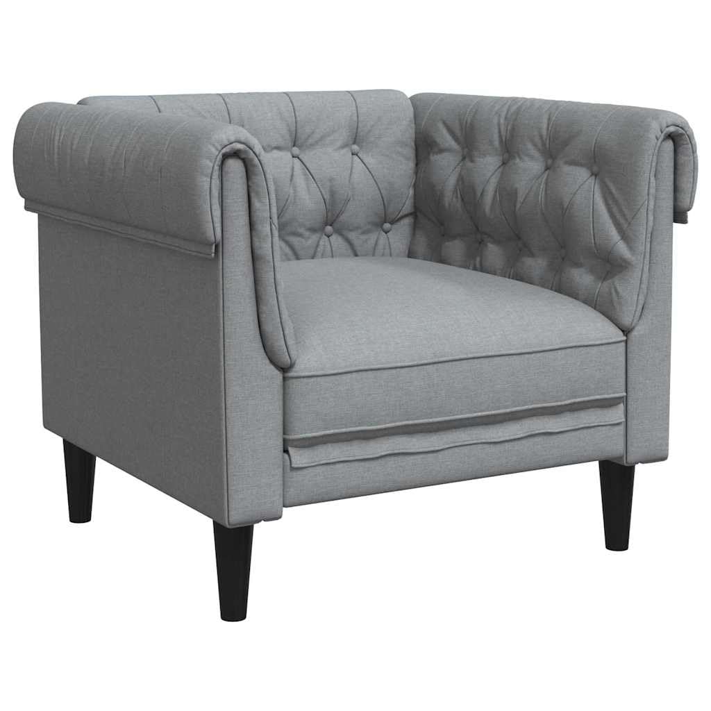 Sillón de 1 plaza cómodo Chesterfield de poliéster gris claro moderno de salón