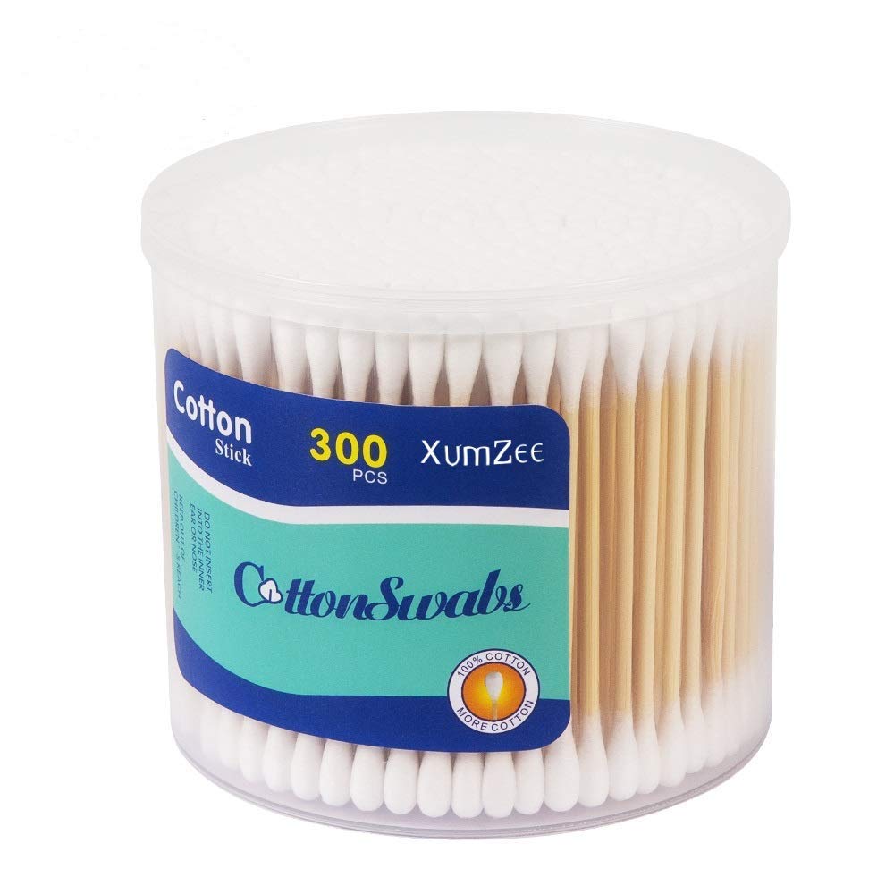 300ct Cotton Swabs with Strong Bamboo Sticks by Xumzee 100 Pure Natural Cotton Biodegradable Chemical Free Cotton Buds
