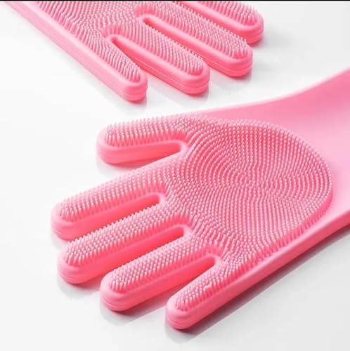 Kbeltah Gloves 100% Silicone Animal Bath Pet Grooming Glove Pet Cleaning Brush Glove Pink