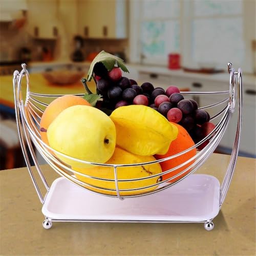 Centro de mesa frutero de acero inoxidable con acabado resistente de cocina 4