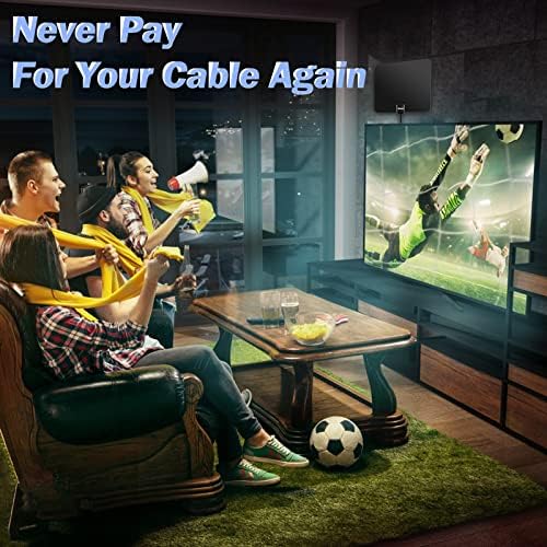 TV Aerial, Boyoye 2022 Newest Indoor TV Aerial Long 200+ Miles Range - Support 4K 1080p HD VHF UHF All TV's - Indoor Smart Amplifier Signal Booster - 17ft Coax HDTV Cable