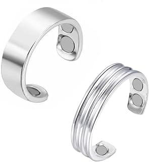 CSIYANJRY99 2-4PCS Lymphatic Drainage Ring for Women Men,Magnetic Lymph Detox Ring,Magnetic Therapy Ring for Stress Pain Relief,Magnetic Slim Open Adjustable Finger Rings