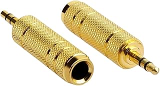 XSAJU 変換アダプタ 変換プラグ 3.5mm 6.35mm ステレオプラグ 金メッキ ヘッドホン マイク アンプ ミキサー 楽器 (6.35mmメスー3.5mmオス×2本)