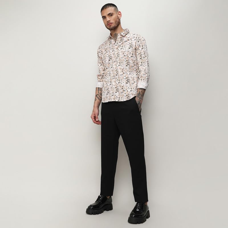 Image of CAHOOT Men's Shirt for Casual Wear |Regular Fit | Cotton Spread Collar Shirt Crafted with Regular Sleeve, Comfort Fit & High-Performance for Everyday Wear